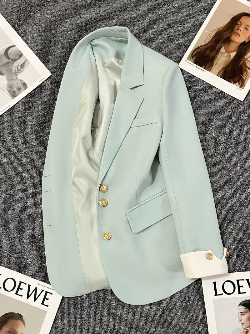 Sky blue suit jacket for women, elegant lady, high-end 2025 spring and autumn new popular loose and fashionable small suit