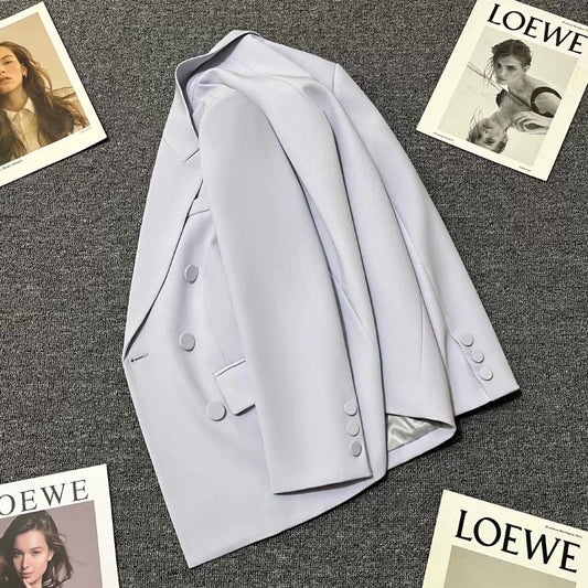 2025 Spring and Autumn New Taro Purple Suit Jacket Women's High-end Design Temperament Fashion Double-breasted Small Suit
