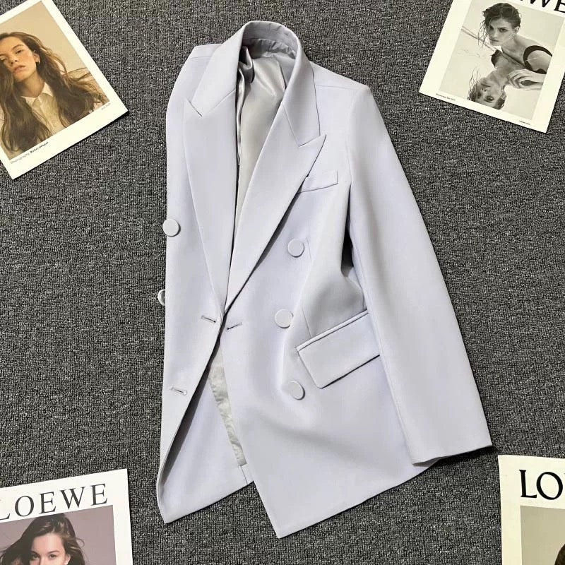 2025 Spring and Autumn New Taro Purple Suit Jacket Women's High-end Design Temperament Fashion Double-breasted Small Suit