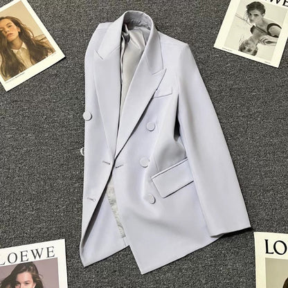 2025 Spring and Autumn New Taro Purple Suit Jacket Women's High-end Design Temperament Fashion Double-breasted Small Suit