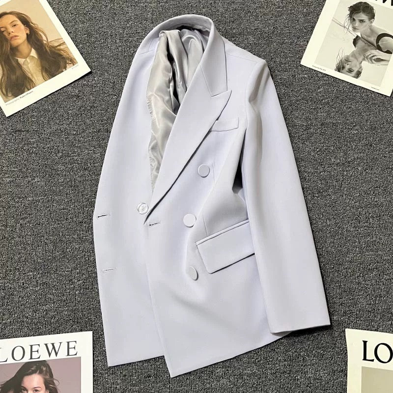 2025 Spring and Autumn New Taro Purple Suit Jacket Women's High-end Design Temperament Fashion Double-breasted Small Suit