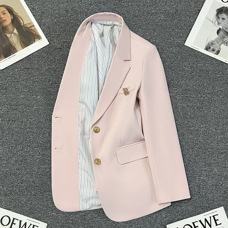Lotus pink super hot suit jacket for women 2025 new style in early spring, high-end casual temperament, commuting, unique small suit