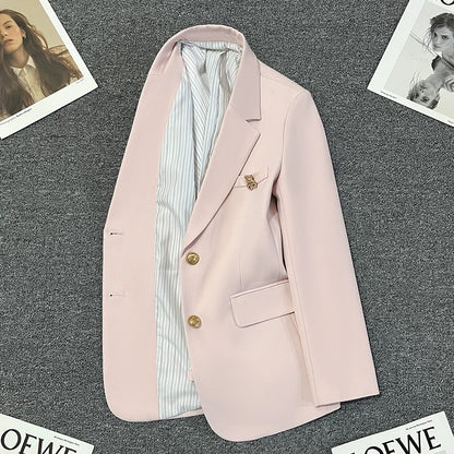 Lotus pink super hot suit jacket for women 2025 new style in early spring, high-end casual temperament, commuting, unique small suit
