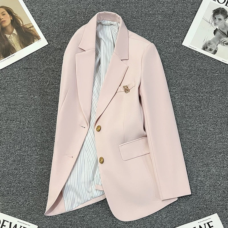 Lotus pink super hot suit jacket for women 2025 new style in early spring, high-end casual temperament, commuting, unique small suit