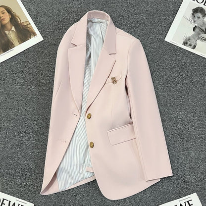 Lotus pink super hot suit jacket for women 2025 new style in early spring, high-end casual temperament, commuting, unique small suit