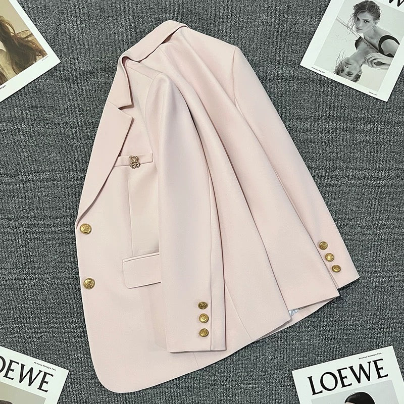 Lotus pink super hot suit jacket for women 2025 new style in early spring, high-end casual temperament, commuting, unique small suit