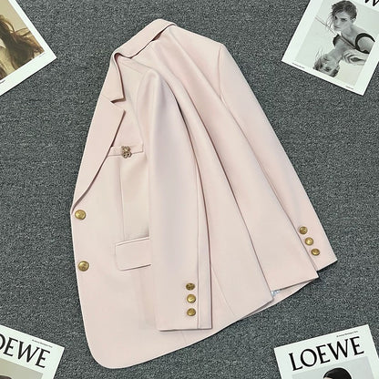 Lotus pink super hot suit jacket for women 2025 new style in early spring, high-end casual temperament, commuting, unique small suit