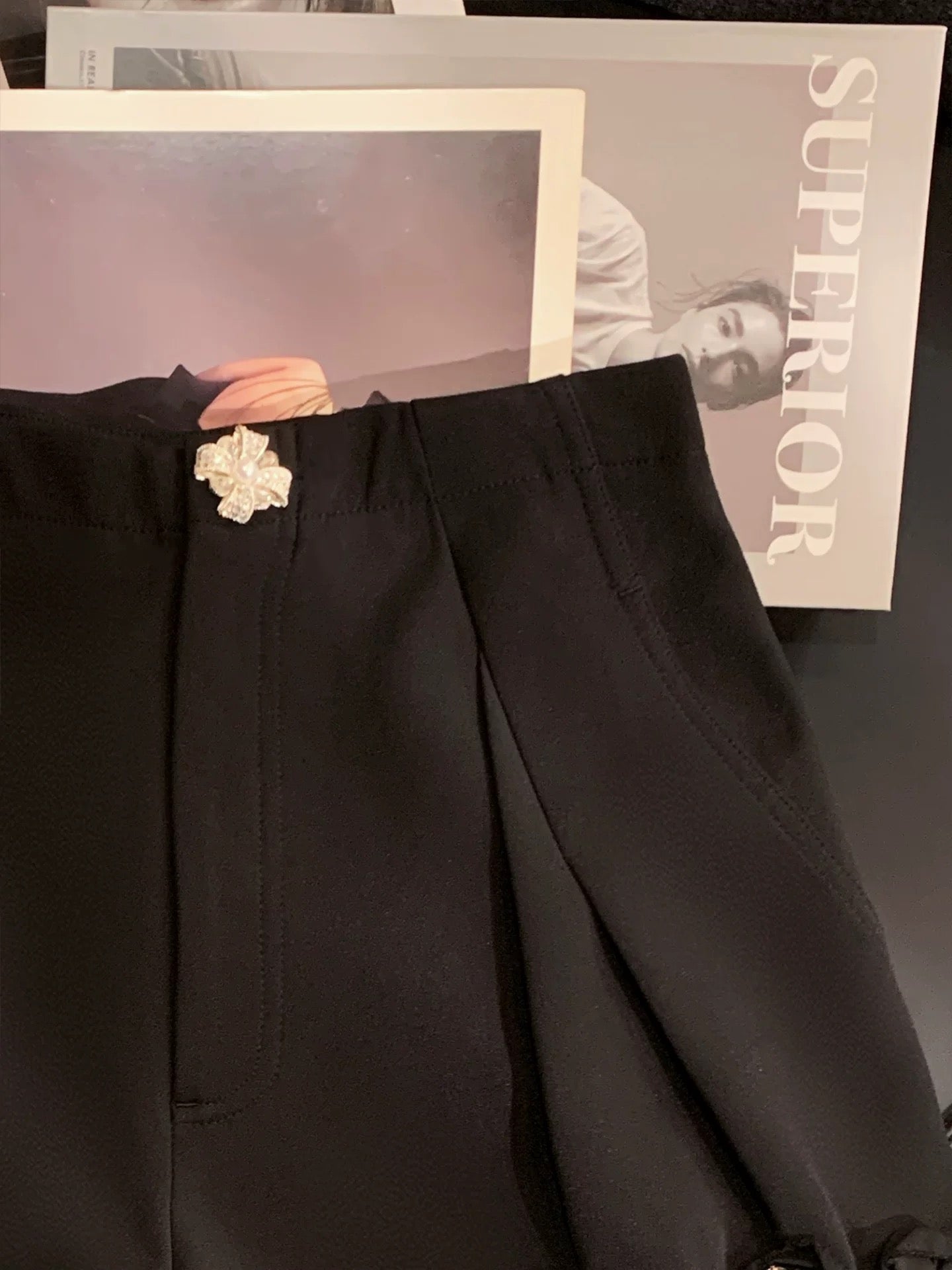 ZHOUYI/Monday High-Waisted Slimming A-Line Wide-Leg Shorts with Heavy-Fit Ruffles and Lace Trim - Versatile Suit Pants