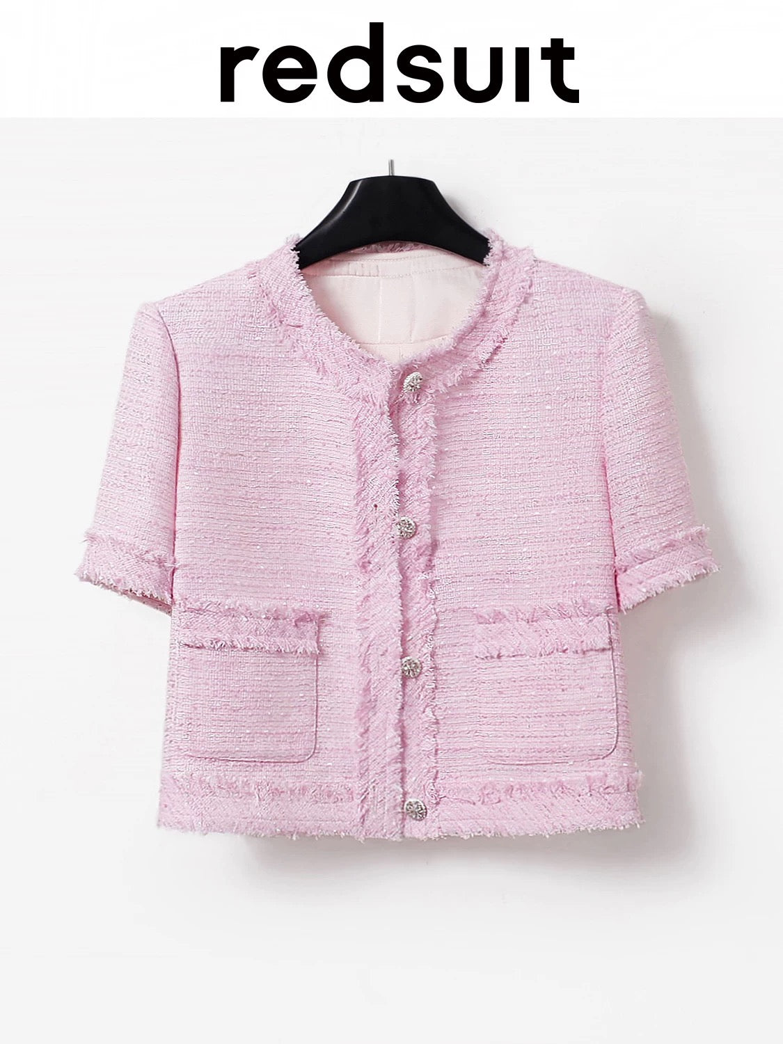 redsuit French elegant and sweet Chanel style short-sleeved top with exquisite tassel round neck and slimming thin jacket
