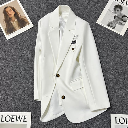 2025 Spring and Autumn new white suit jacket for women, design sense, college style, age-reducing, versatile, small-sized street suit