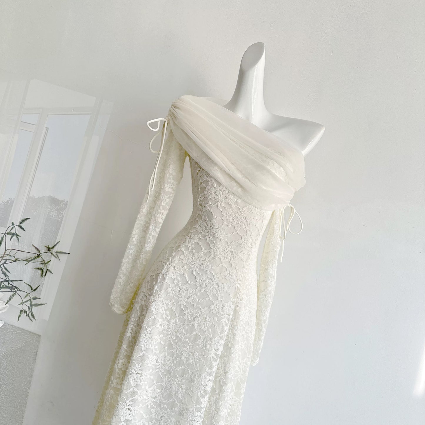 Winter Waltz: Classic Fit, Waist-Defining Tie-Waist Long-Sleeved Fleece Dress