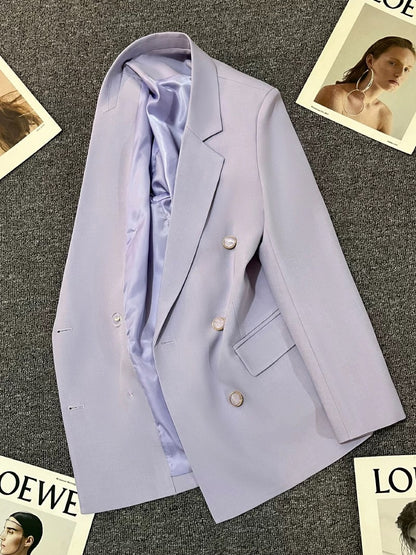 Lilac purple suit jacket for women 2025 spring and autumn new style super good-looking temperament goddess style high-end casual small suit trend
