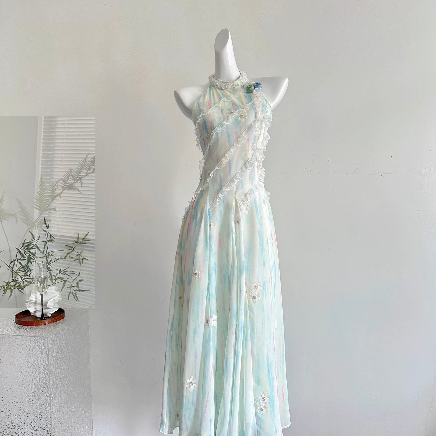 Jasmine Green 2.0: Summer-inspired, sweet, slimming, waist-cinching long dress.