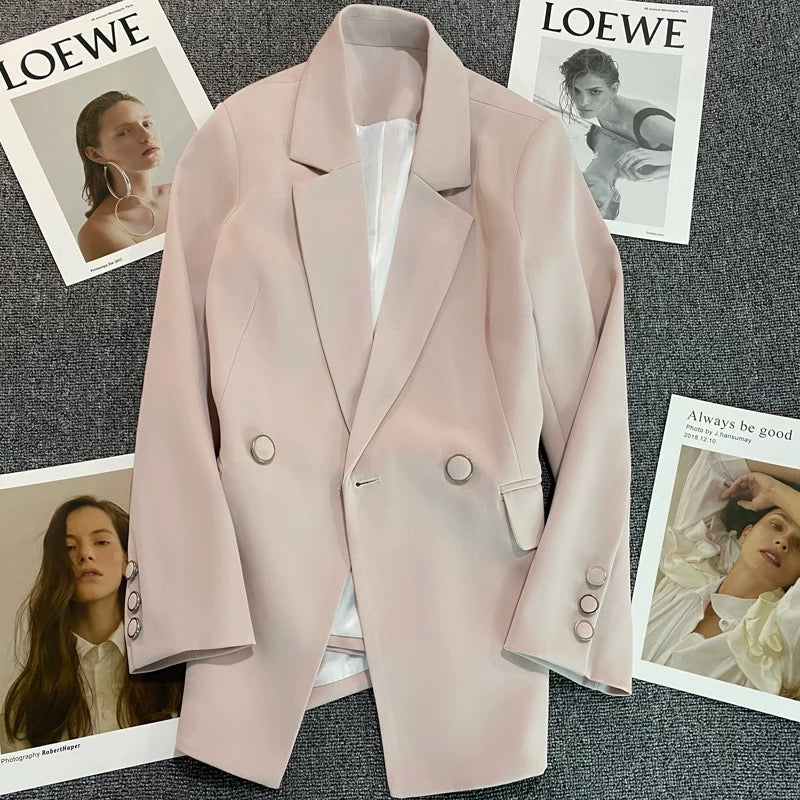 Spring and autumn suit jacket for women 2025 new style fashion temperament single-breasted slim high-end light pink small suit