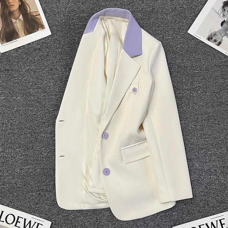 Off-white patchwork suit jacket for women 2025 new style for the spring, high-end temperament, fashionable and versatile small suit