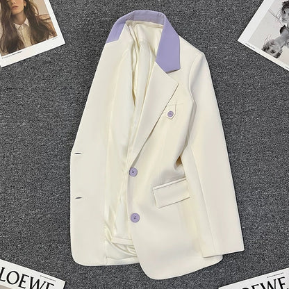 Off-white patchwork suit jacket for women 2025 new style for the spring, high-end temperament, fashionable and versatile small suit