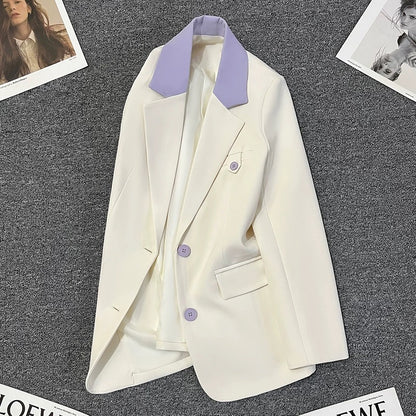 Off-white patchwork suit jacket for women 2025 new style for the spring, high-end temperament, fashionable and versatile small suit