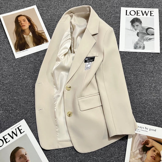 Off-white label suit jacket for women 2025 spring and autumn new single-breasted Korean style casual fashion all-match suit