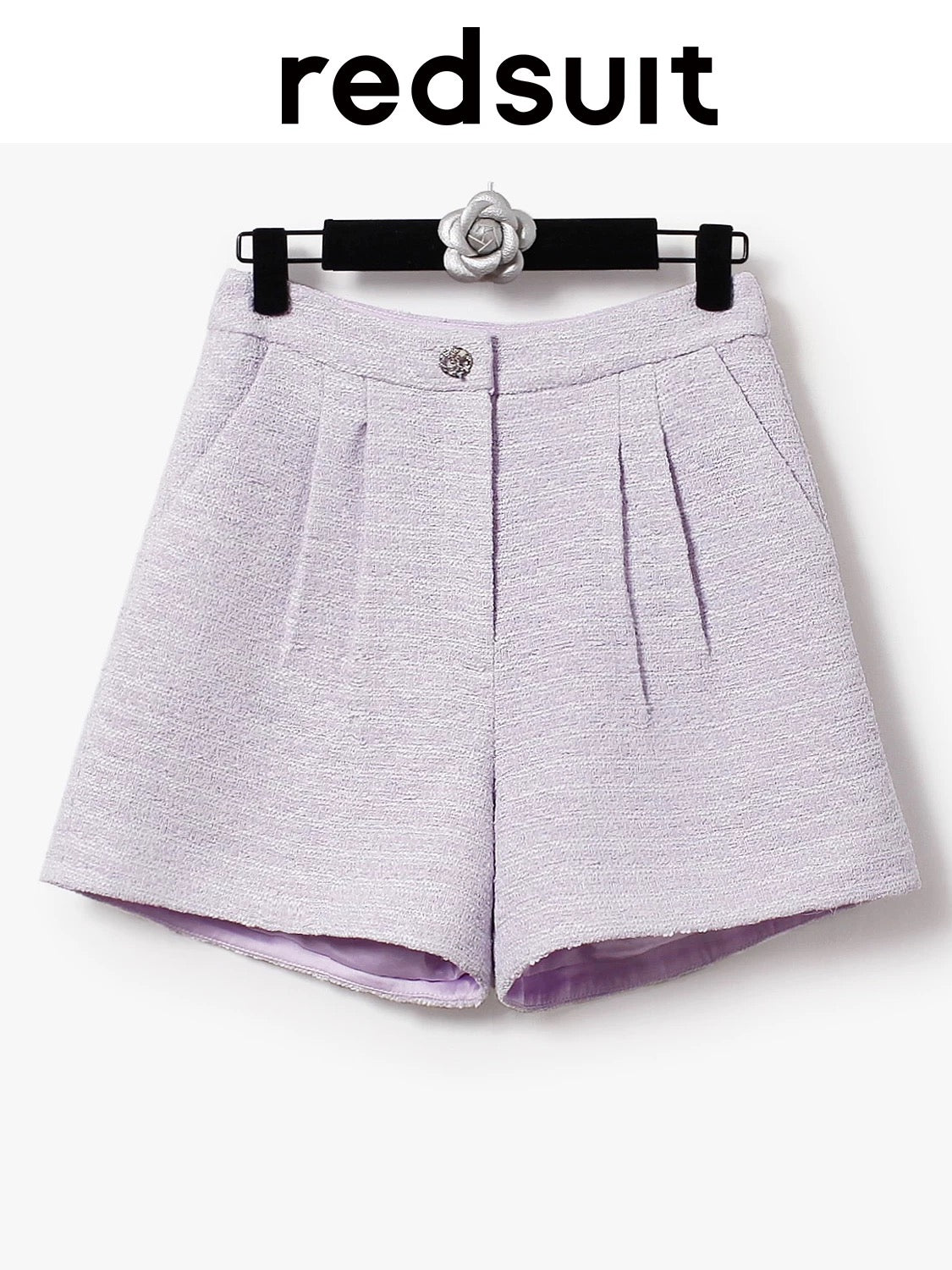 redsuit exquisite gentle fashion whitening lilac purple small Chanel style vest + versatile age-reducing shorts set