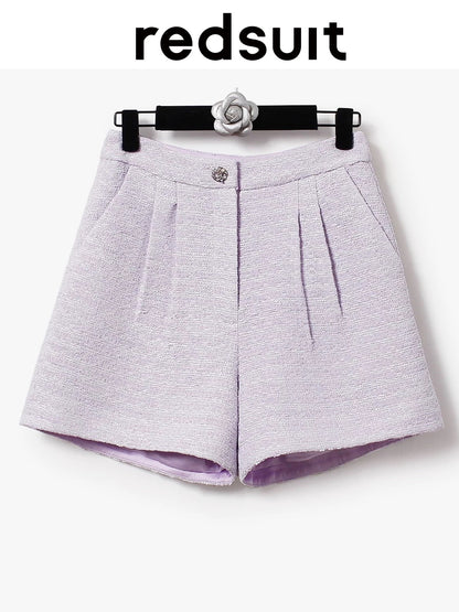 redsuit exquisite gentle fashion whitening lilac purple small Chanel style vest + versatile age-reducing shorts set