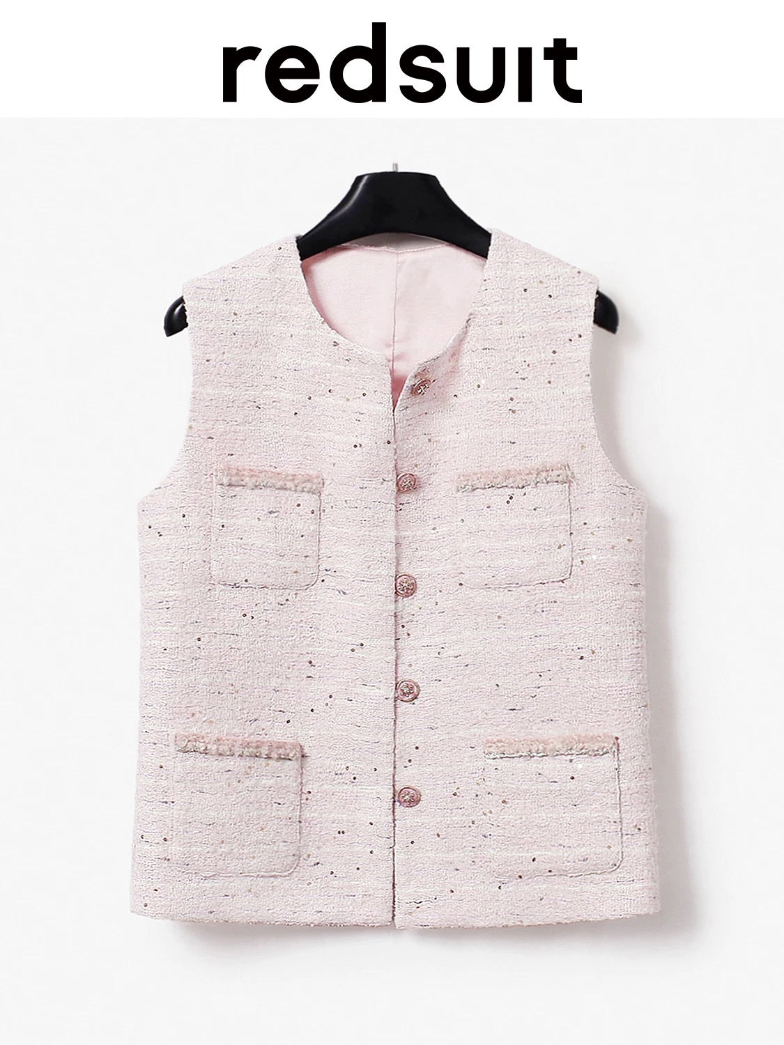 Redsuit Korean style daughter temperament heavy work small Chanel style vest fashion sequin design exquisite vest top