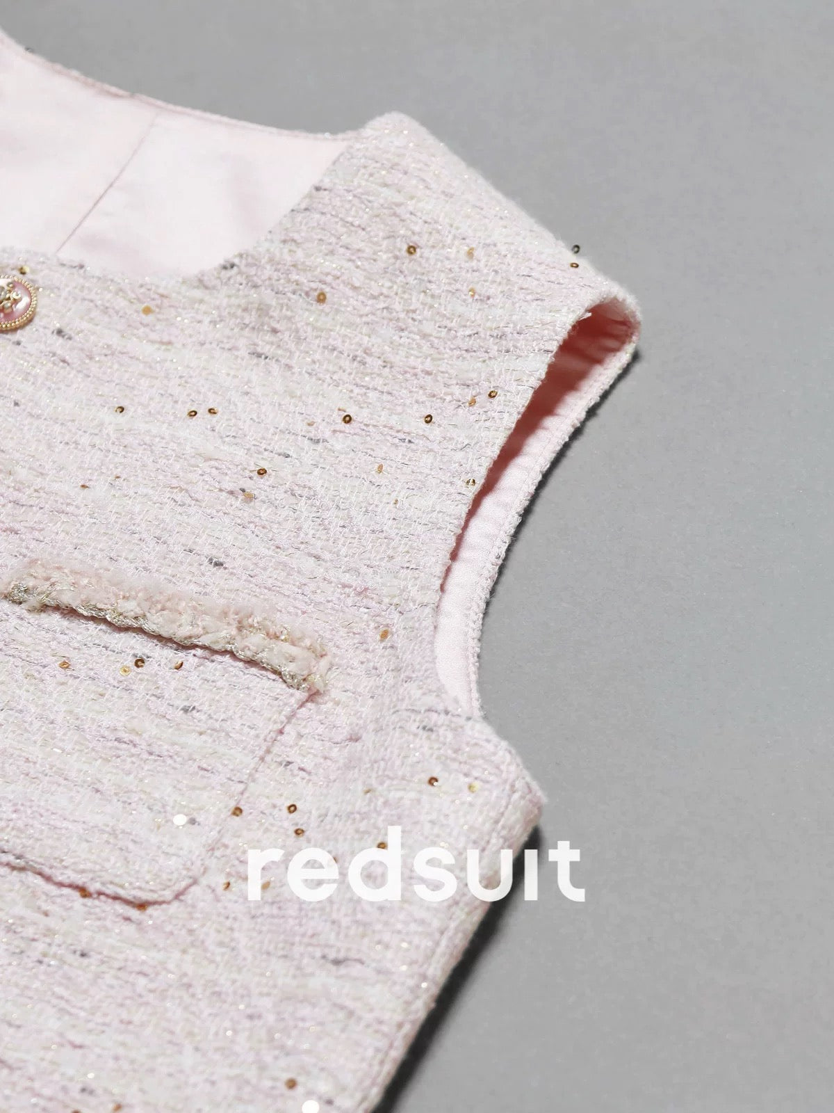 Redsuit Korean style daughter temperament heavy work small Chanel style vest fashion sequin design exquisite vest top