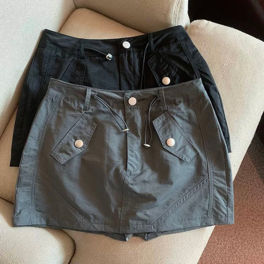 Jade Closet's own direct sales recommendation ~ Workwear short skirt women's summer high waist drawstring skirt anti-exposure skirt