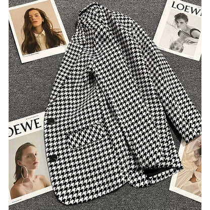 Houndstooth woolen suit jacket for women 2024 autumn and winter new design fashionable and versatile trendy niche suits