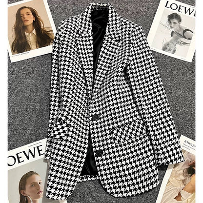 Houndstooth woolen suit jacket for women 2024 autumn and winter new design fashionable and versatile trendy niche suits