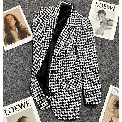 Houndstooth woolen suit jacket for women 2024 autumn and winter new design fashionable and versatile trendy niche suits