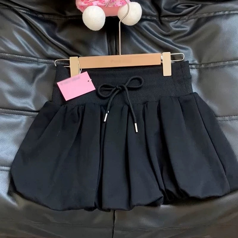 Ballet style design white bud skirt women summer 2025 new casual all-match a-line puffy short skirt pants