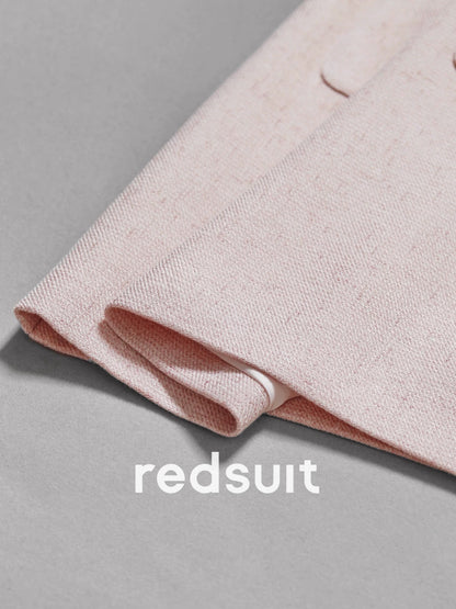 redsuit Rich daughter temperament champagne rose pink light tweed small Chanel style short-sleeved dress