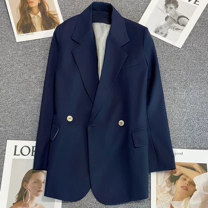 Navy blue suit jacket for women 2025 spring and autumn new Korean style casual commuting high-end internet celebrity street suit