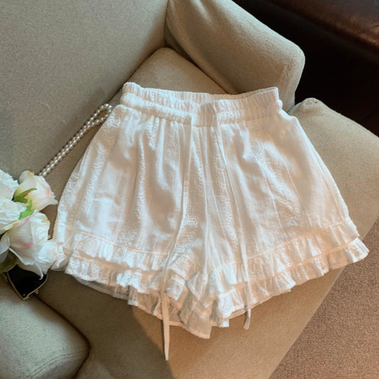 Jade Closet direct store recommendation ~ sweet style drawstring lace splicing versatile casual wide-leg shorts for women in summer
