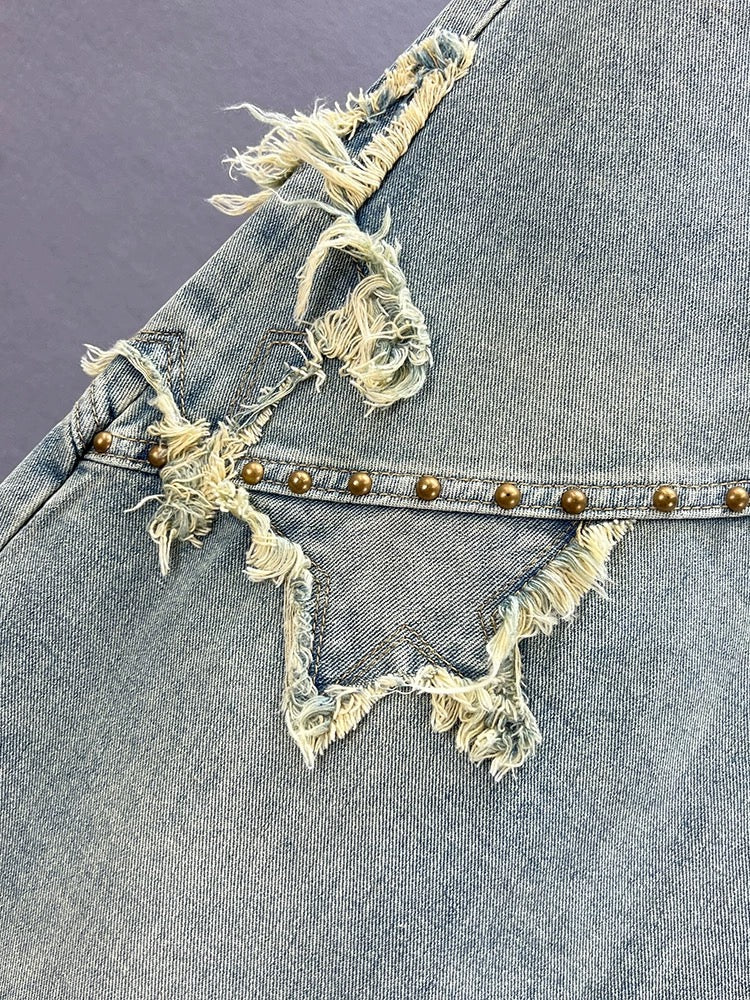 A-line denim skirt women's trendy 2024 new spring high-waisted loose slimming European style irregular mid-length skirt