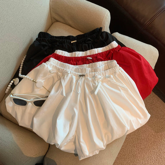 Jade Closet direct store recommendation ~ American retro bow bud loose high waist casual wide leg shorts
