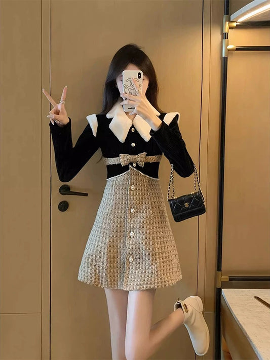 Xiaoxiangfeng 2024 new autumn and winter new ladylike and high-end black dress
