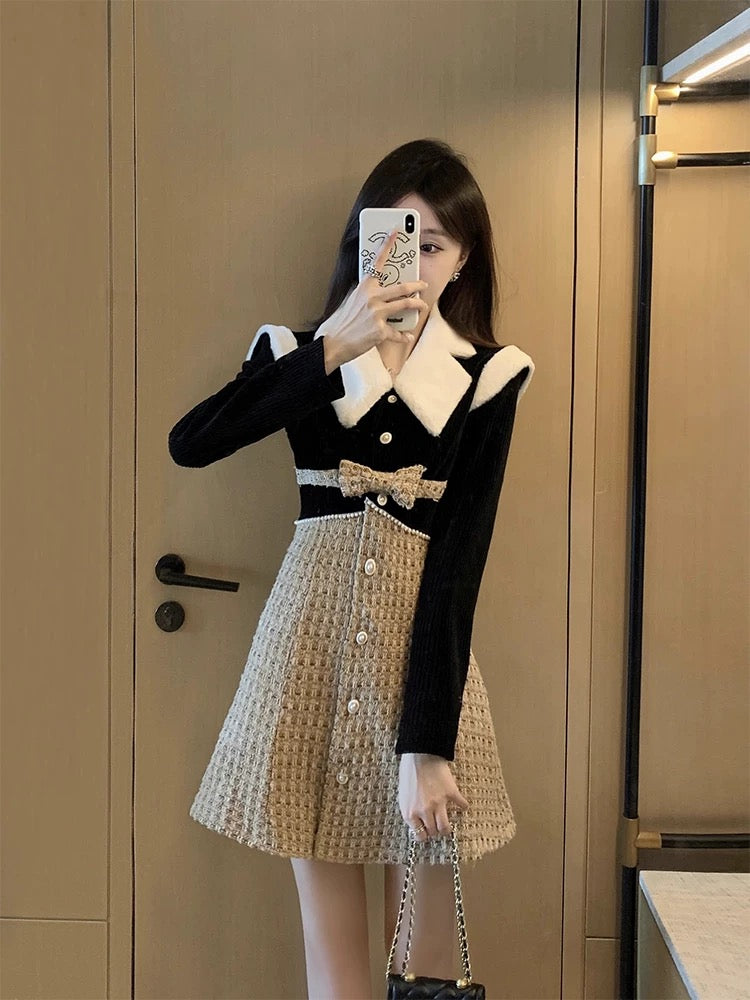 Xiaoxiangfeng 2024 new autumn and winter new ladylike and high-end black dress