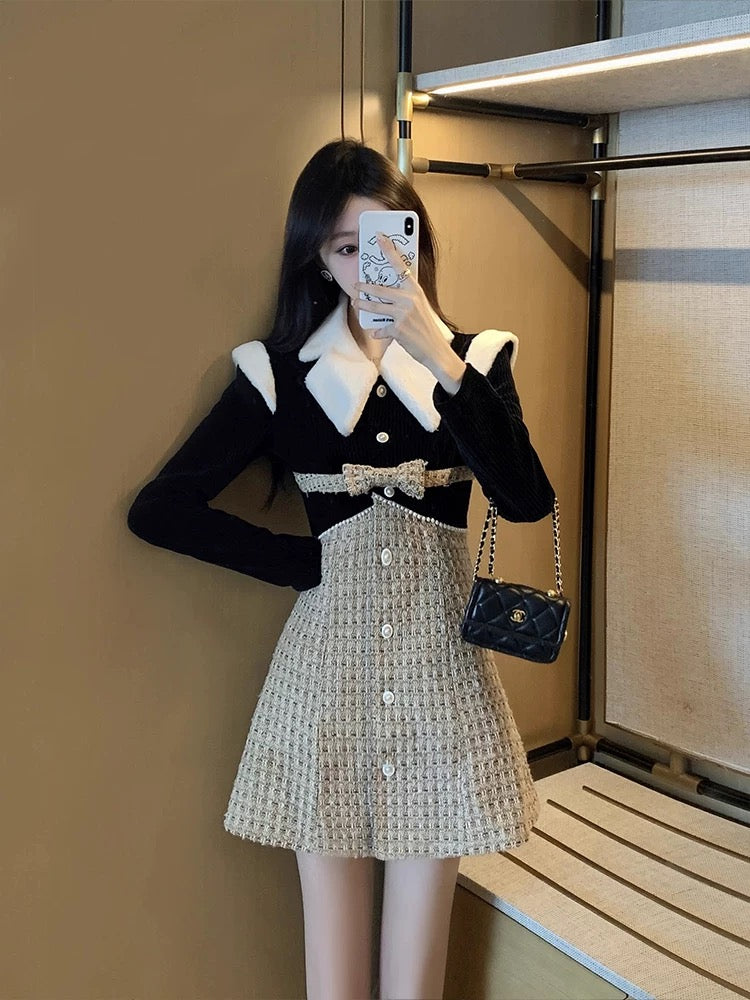 Xiaoxiangfeng 2024 new autumn and winter new ladylike and high-end black dress