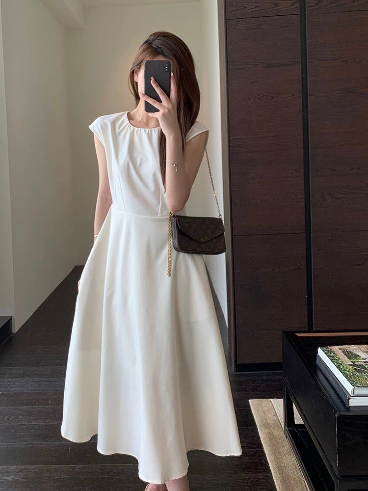 AMR UU◆High-end dress Three-dimensional cutting slim temperament little black dress waist dress female summer new