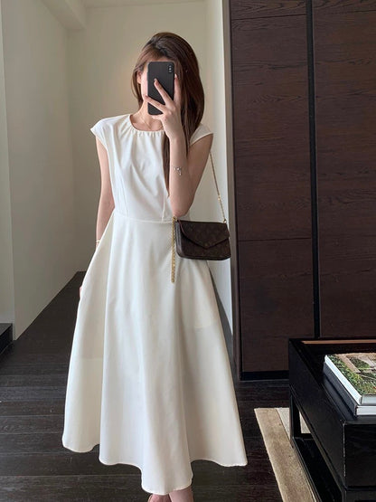 AMR UU◆High-end dress Three-dimensional cutting slim temperament little black dress waist dress female summer new