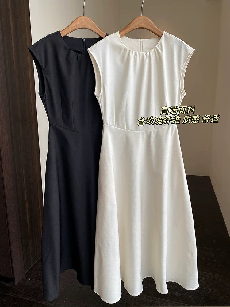 AMR UU◆High-end dress Three-dimensional cutting slim temperament little black dress waist dress female summer new