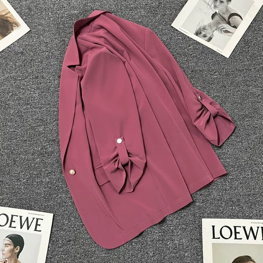 Raspberry thin suit jacket for women 2024 summer new Korean style versatile temperament fashion trend small suit