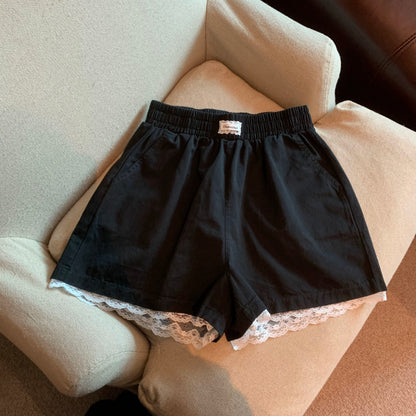 Jade Closet direct store recommendation ~ Medela pure desire style lace stitching elastic waist casual shorts women's summer