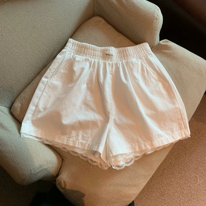 Jade Closet direct store recommendation ~ Medela pure desire style lace stitching elastic waist casual shorts women's summer