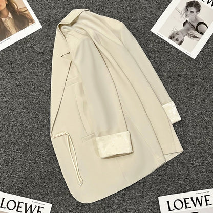 Off-white patchwork suit jacket for women 2024 summer new style high-end new Chinese style casual national style suit