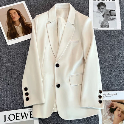 Off-white suit jacket for women 2025 spring and autumn new Korean style casual fashion all-match street design suit