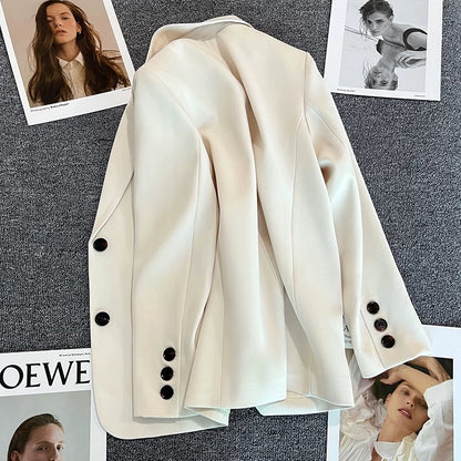 Off-white suit jacket for women 2025 spring and autumn new Korean style casual fashion all-match street design suit