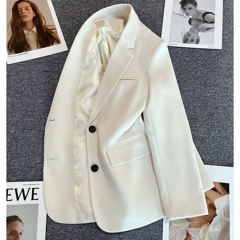 Off-white suit jacket for women 2025 spring and autumn new Korean style casual fashion all-match street design suit