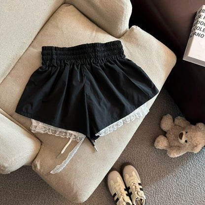 Jade Closet direct store recommendation ~ Medela pure desire style lace splicing casual drawstring wide leg shorts summer
